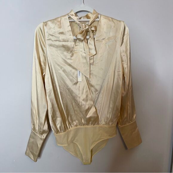 NEW JONATHAN SIMKHAI CHARMEUSE WRAP FRONT BODYSUIT SMALL - Picture 13 of 14